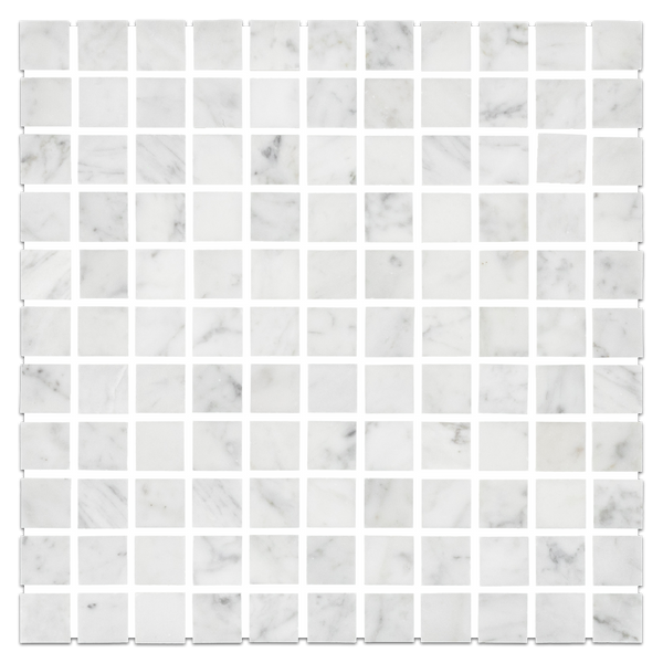 Bianco Carrara Mosaico cuadrado de 1" x 1" pulido