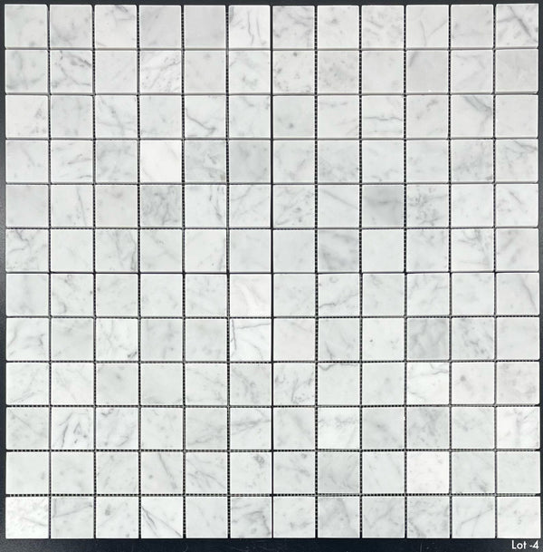 Bianco Carrara Mosaico cuadrado de 2" x 2" pulido