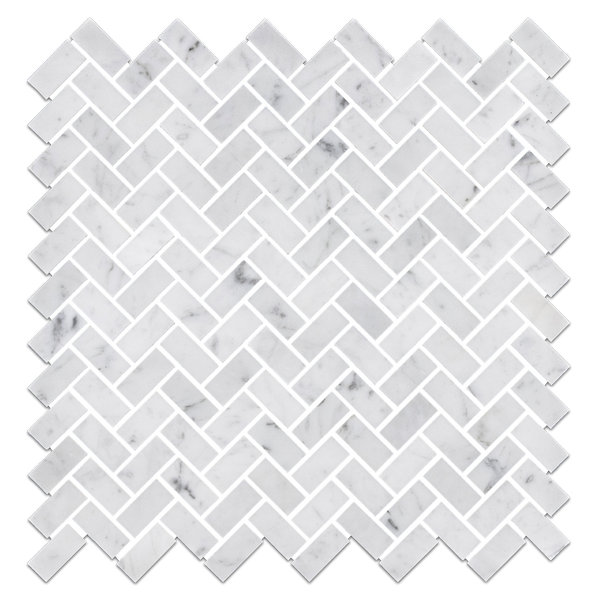 Bianco Carrara 5/8" x 1 1/4" Herringbone Mosaic Polished