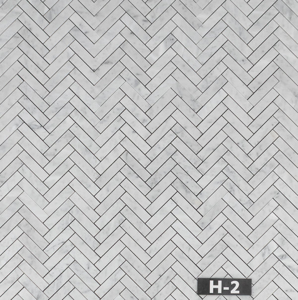Bianco Carrara 1" x 4" Herringbone Mosaic Honed