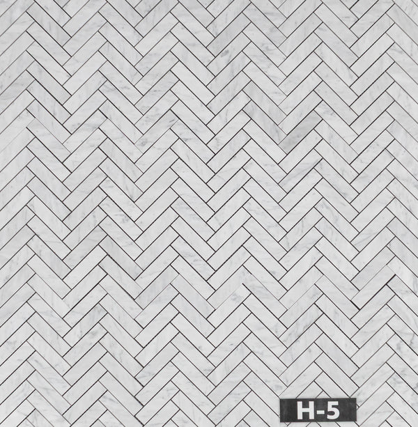 Bianco Carrara 1" x 4" Herringbone Mosaic Honed