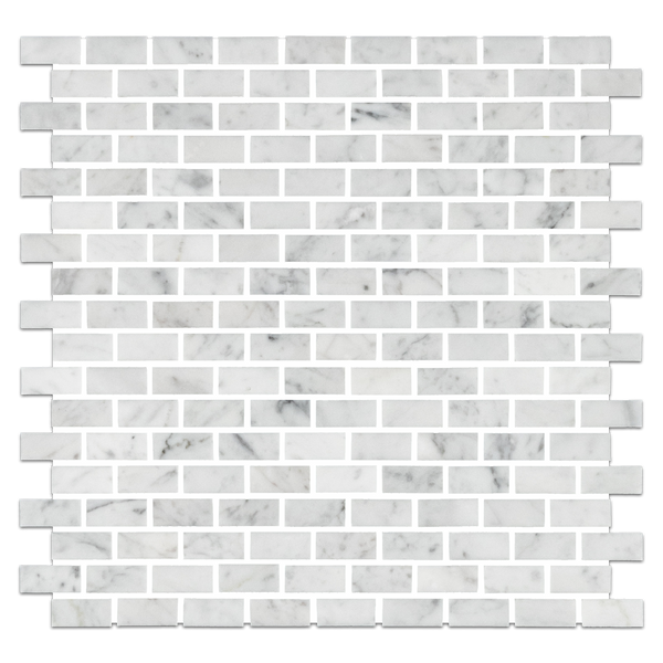 Bianco Carrara 5/8" x 1 1/4" Mini Brick Mosaic Honed