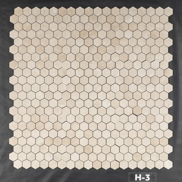 Crema Marfil Mosaico Hexágono de 2" Pulido