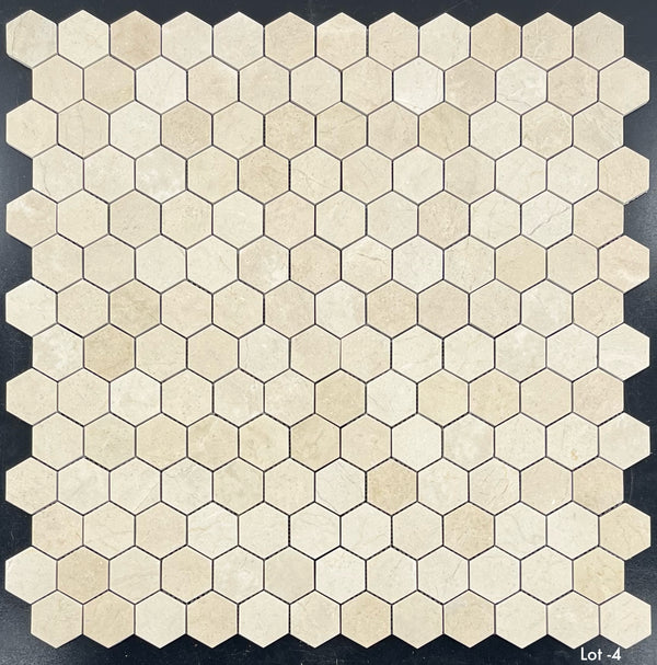 Crema Marfil 2" Hexagon Mosaic Honed