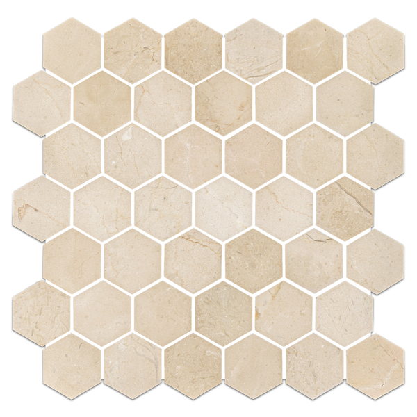 Crema Marfil 2" Hexagon Mosaic Honed