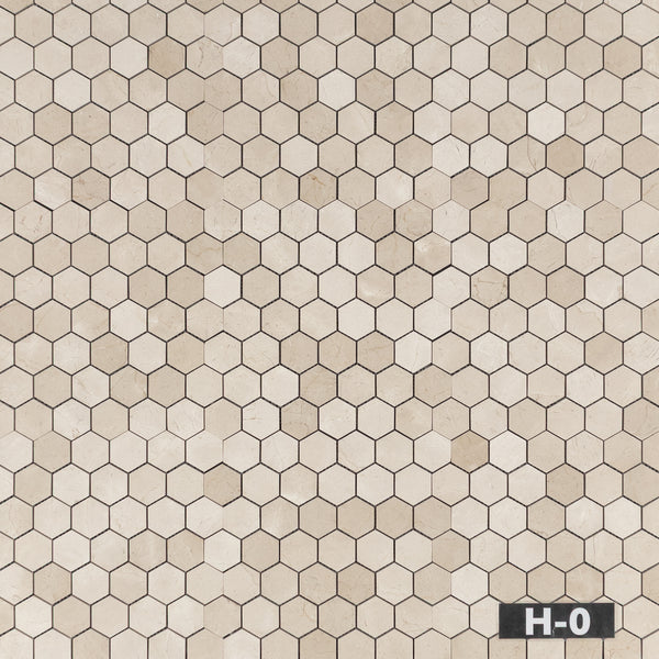Crema Marfil Mosaico Hexágono de 2" Pulido