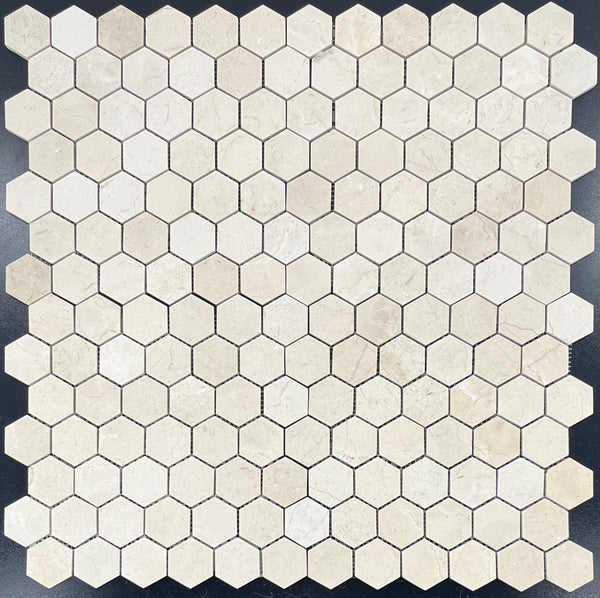 Crema Marfil 2" Hexagon Mosaic Honed