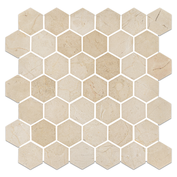 Crema Marfil Mosaico Hexágono Pulido de 2"