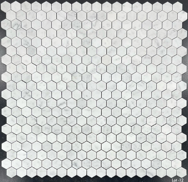 Bianco Carrara 1 1/4" Mosaico Hexágono Pulido