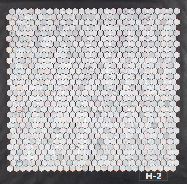 Bianco Carrara 1 1/4" Mosaico Hexágono Pulido