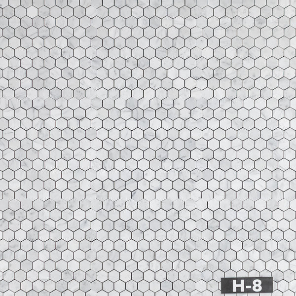 Bianco Carrara 1 1/4" Mosaico Hexágono Pulido