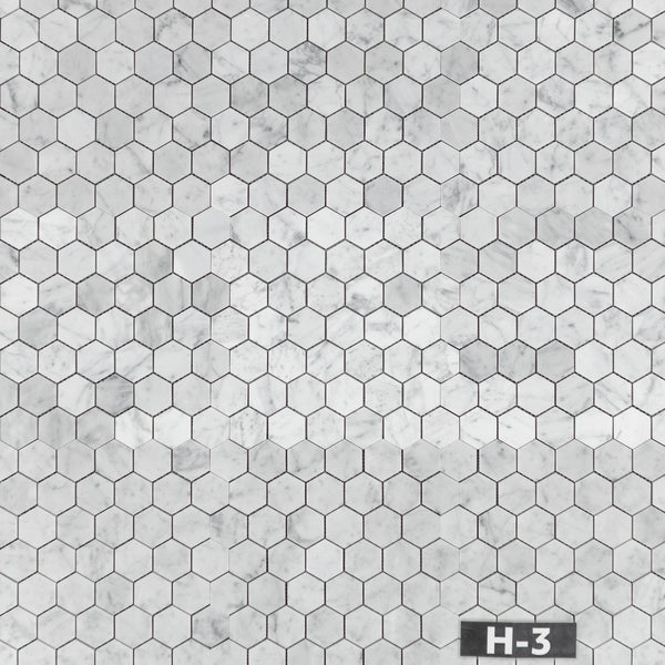 Bianco Carrara 2" Hexagon Mosaic Honed - Elon Tile & Stone