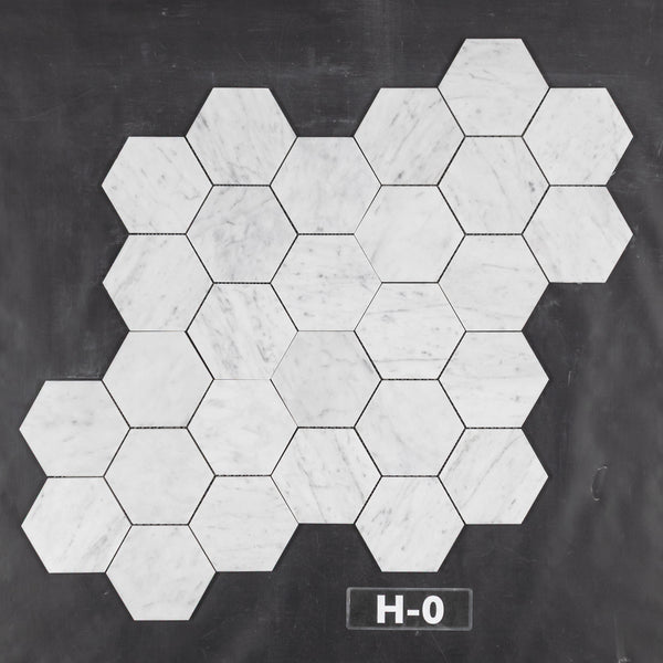 Bianco Carrara Mosaico hexagonal de 5" pulido