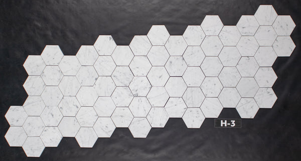 Bianco Carrara Mosaico hexagonal de 5" pulido