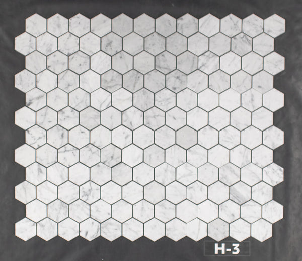 Bianco Carrara 3" Hexagon Mosaic Honed