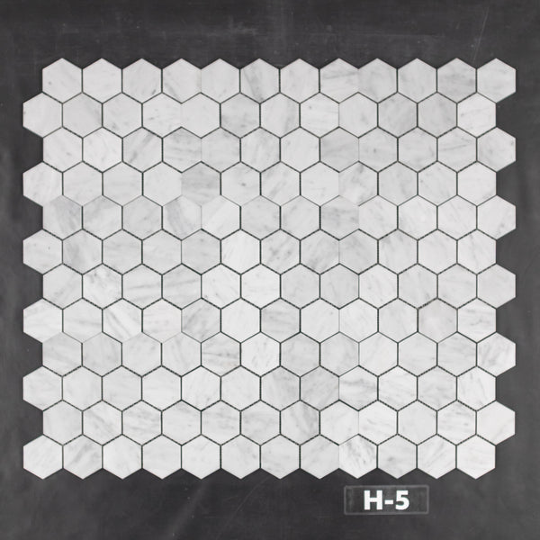 Bianco Carrara Mosaico hexagonal de 3" pulido