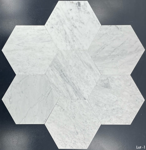 Bianco Carrara 10 1/2" Hexágono Pulido