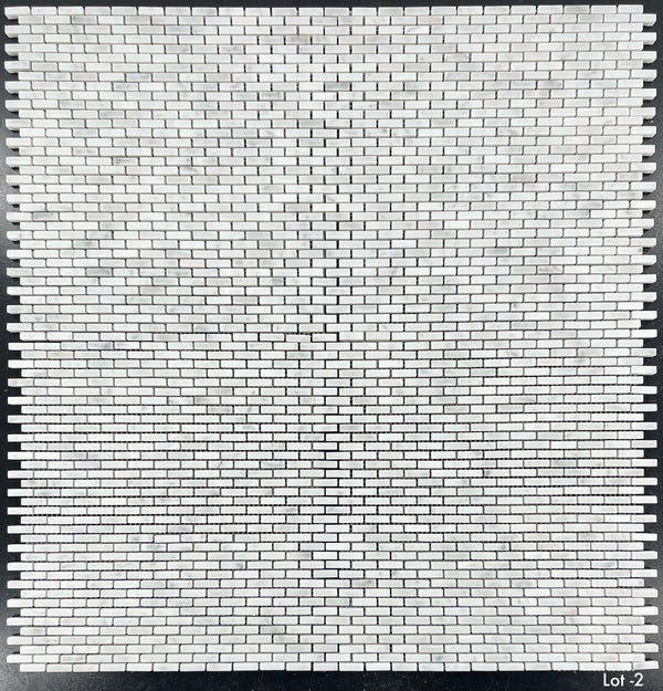 Mosaico de microladrillos Bianco Carrara pulido
