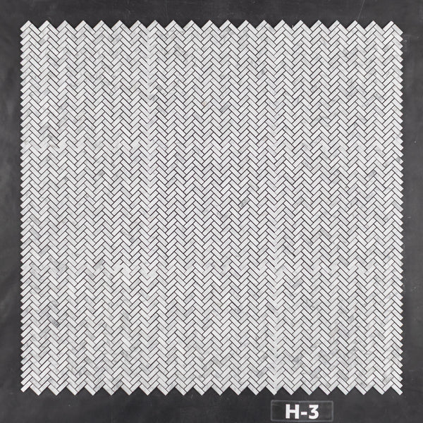 Bianco Carrara Micro Herringbone Mosaic Honed - Elon Tile & Stone