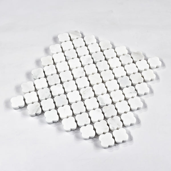 Pearl White Clover Mosaic Honed