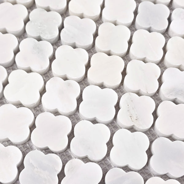 Pearl White Clover Mosaic Honed