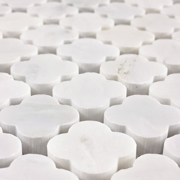 Pearl White Clover Mosaic Honed