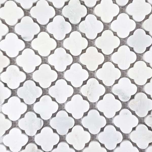 Pearl White Clover Mosaic Honed