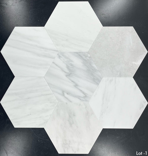 Pearl White 10 1/2" Hexagon Honed