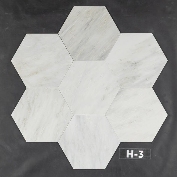 Pearl White 10 1/2" Hexagon Honed