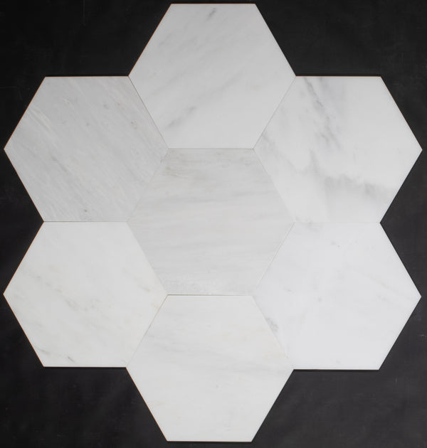 Pearl White 10 1/2" Hexagon Honed