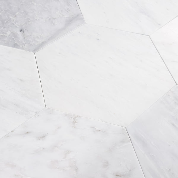 Pearl White 10 1/2" Hexagon Honed