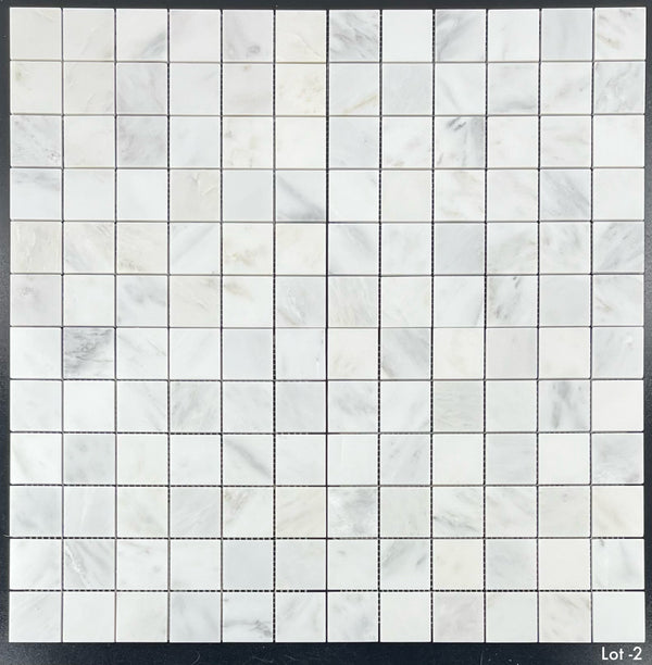 Pearl White 2" x 2" Square Mosaic Honed