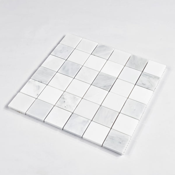 Pearl White 2" x 2" Square Mosaic Honed