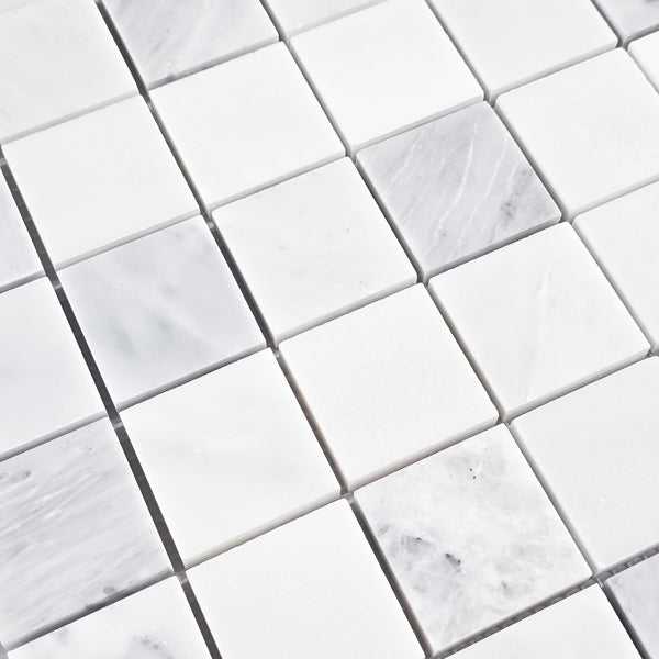 Pearl White 2" x 2" Square Mosaic Honed
