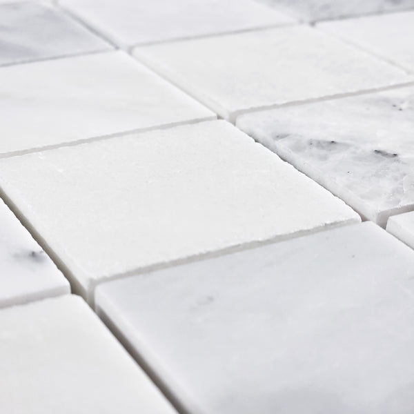 Pearl White 2" x 2" Square Mosaic Honed