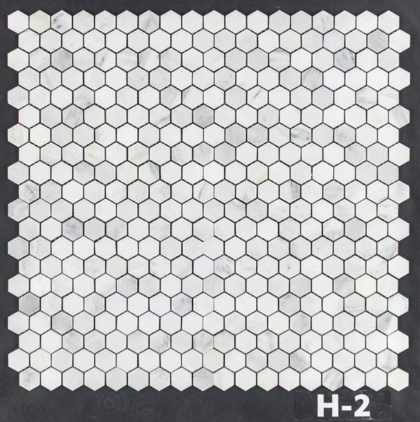 Pearl White 1 1/4" Hexagon Mosaic Honed