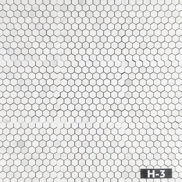 Pearl White 1 1/4" Hexagon Mosaic Honed