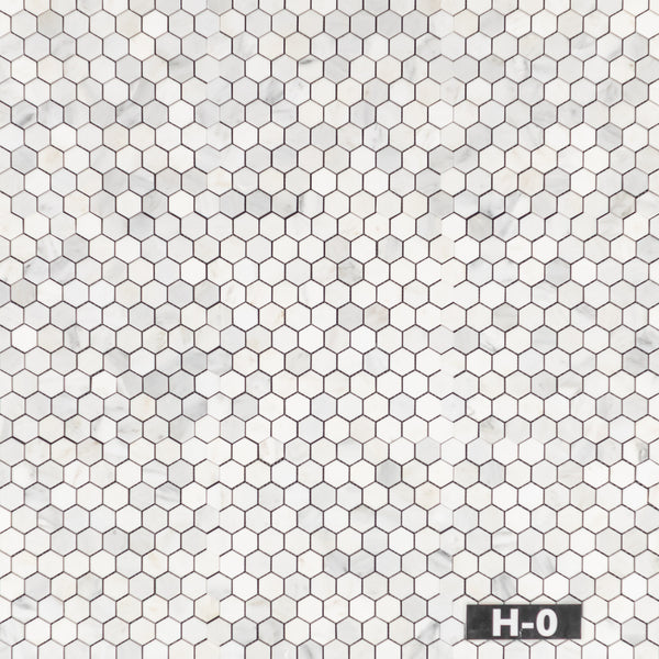 Mosaico hexagonal blanco perla de 1 1/4" pulido