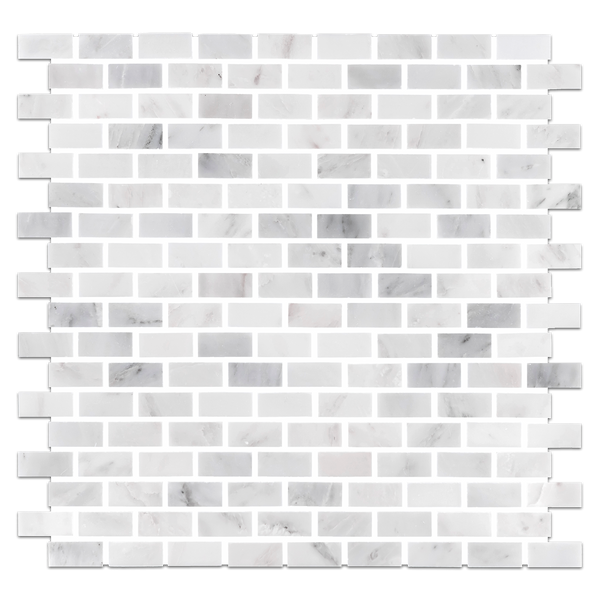 Pearl White 5/8" x 1 1/4" Mini Brick Mosaic Honed