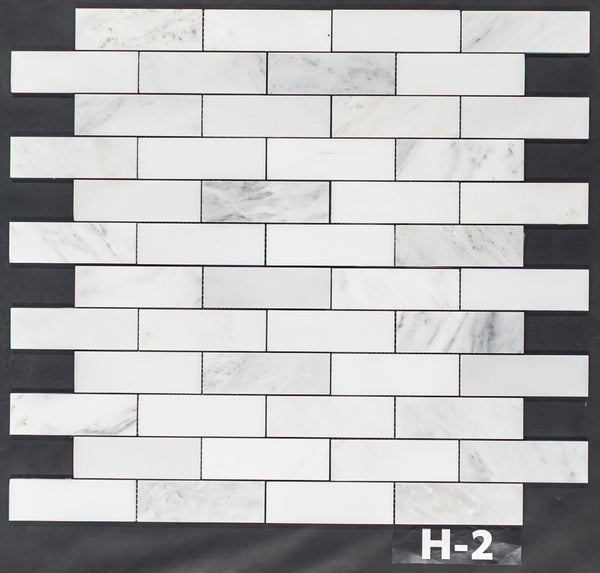 Pearl White 2" x 6" Brick Mosaic Honed