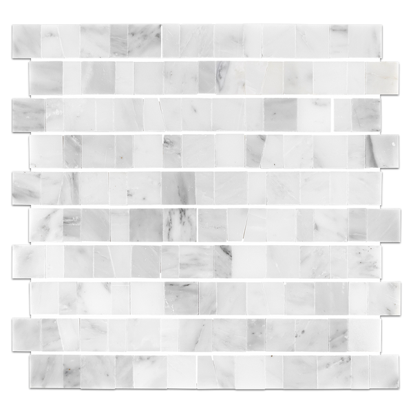 Mosaico de juntas rotas al azar blanco perla pulido