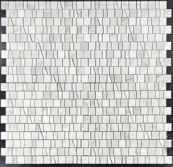 Mosaico de juntas rotas al azar blanco perla pulido