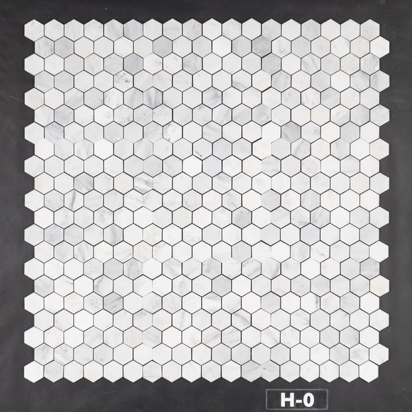 Pearl White 2" Hexagon Mosaic Honed
