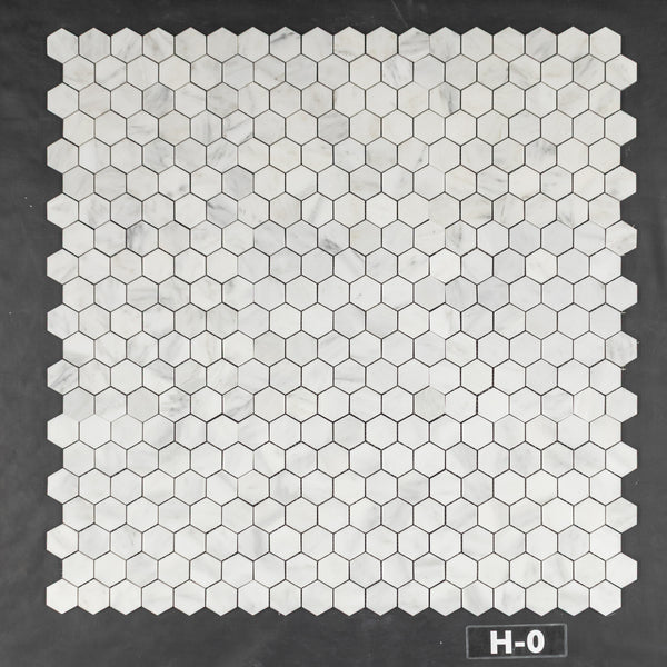 Pearl White 2" Hexagon Mosaic Honed