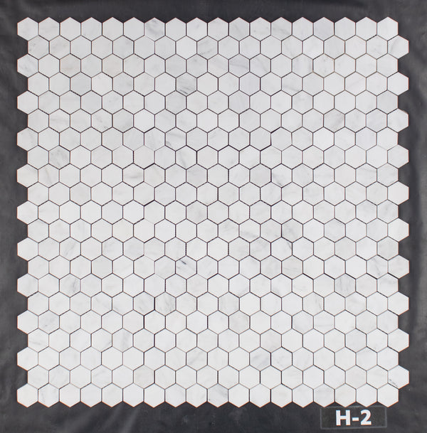 Mosaico hexagonal blanco perla de 2" pulido