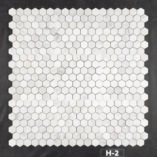 Pearl White 2" Hexagon Mosaic Honed - Elon Tile & Stone