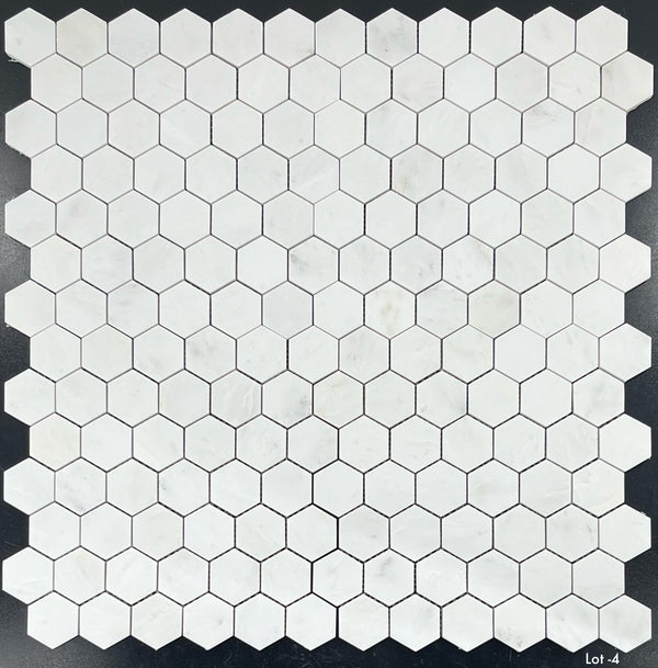 Pearl White 2" Hexagon Mosaic Honed