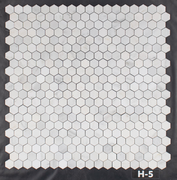 Pearl White 2" Hexagon Mosaic Honed