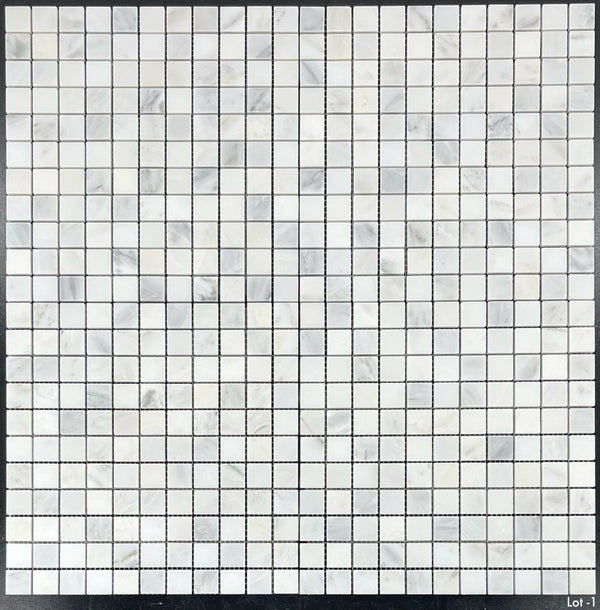 Pearl White 1" x 1" Square Mosaic Honed