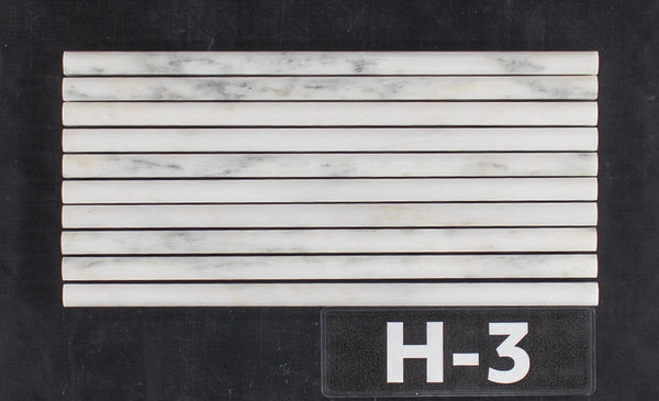 Pearl White Petite Pencil Molding Honed - Elon Tile & Stone
